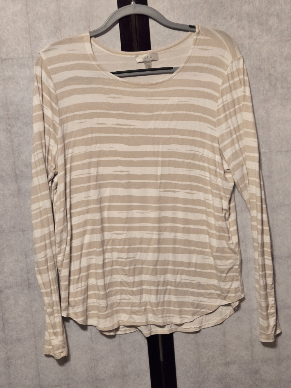 Cupio Beige and White Striped Long-Sleeve Tee